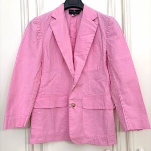 Ralph Lauren Vintage Cotton Blend Pink 2-Button Blazer Jacket Size M USA 80s VTG